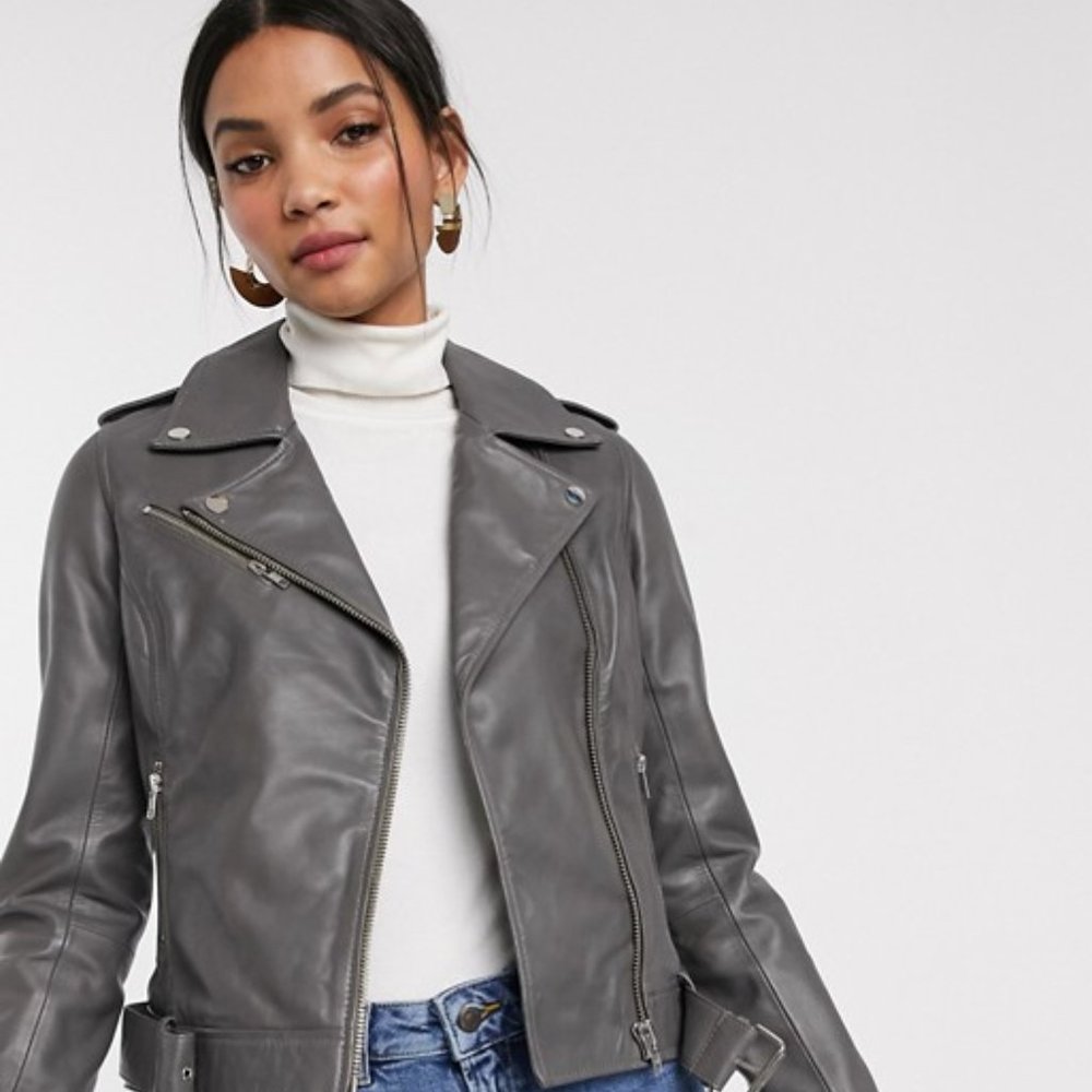 Grey Genuine Leather Jacket - HUGE DISCOUNT